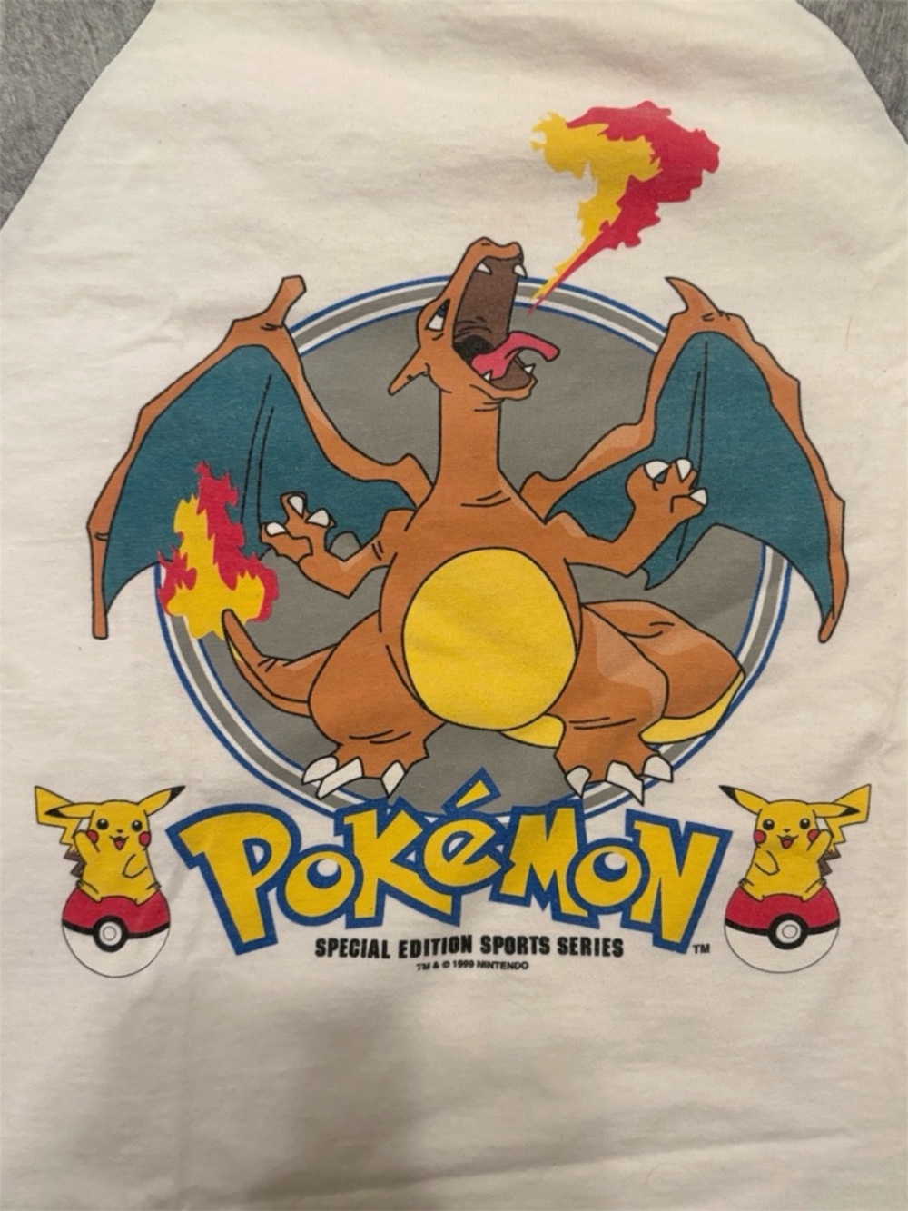 Rare 1999 Nintendo Pokemon Charizard Special Edition Baseball Tee Adult S/M - Picture 4 of 8